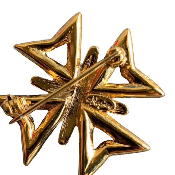 Napier Vintage Brooch Maltese Cross Gold tone Swarovski Crystal - Picture 6 of 11